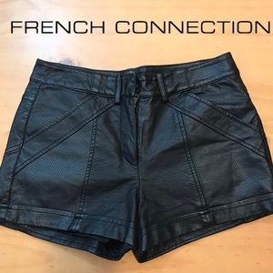 French Connection Black Faux Leather Short size 0